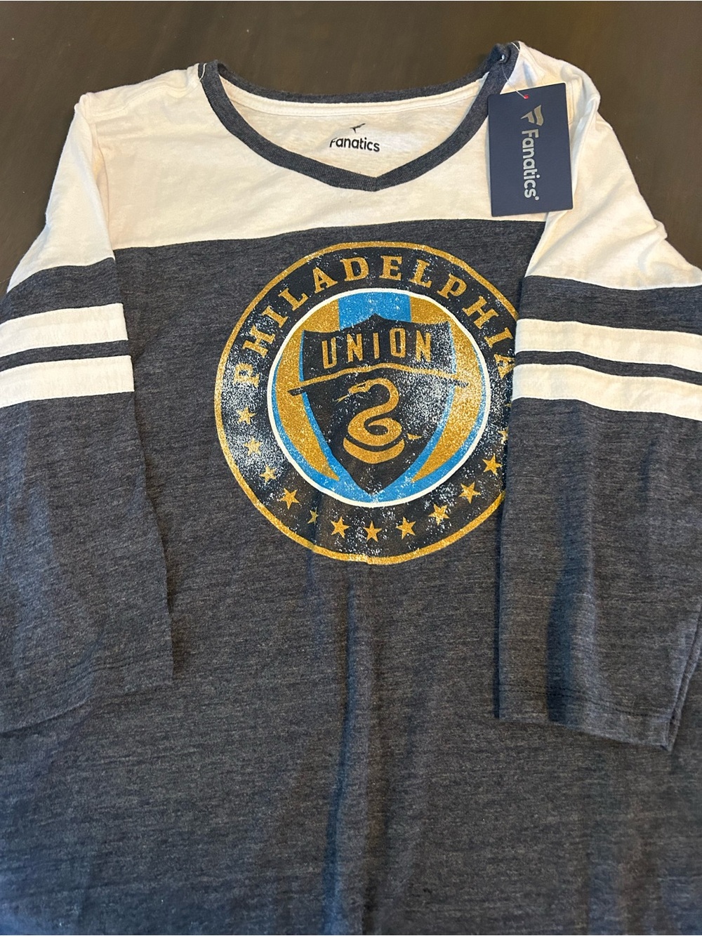 Fanatics Philadelphia Union Long Sleeve Raglan Tee - Navy, White & Gold